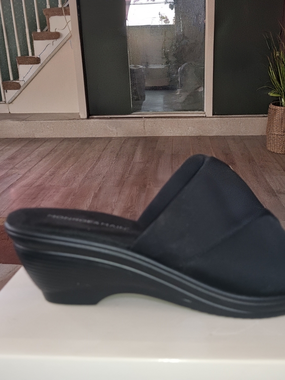 Monroe & Main Black Slip-On Wedge Mules